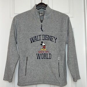 Disney World Mickey Mouse 1/4 Zip Fleece Size XL Kids Grey Polyester Fleece